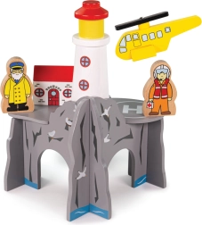 Bigjigs Rail τούνελ με φάρο και ελικοδρόμιο – ξύλινο σετ για σιδηρόδρομο παιχνιδιού