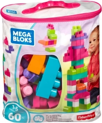 Mega bloks μεγάλη τσάντα με 60 μεγάλους κύβους, ροζ