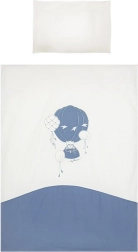 Παιδικό βαμβακερό σετ λευκών ειδών κούνιας BELISIMA Ballons 90 × 120 cm, μπλε, 3 τεμαχίων