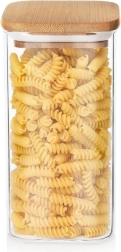 Γυάλινο δοχείο για ξηρά τρόφιμα με μπαμπού καπάκι και στεγανοποίηση 1,5 l
