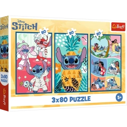 Παζλ Lilo & Stitch: Τρία Παζλ σε Ένα - Stitch 3x80 Κομμάτια