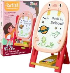 Διπλής όψης μαγνητικός πίνακας με παιχνίδια για παιδιά ροζ