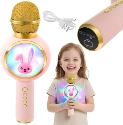 Ασύρματο παιδικό μικρόφωνο καραόκε με LED, ροζ IZOXIS