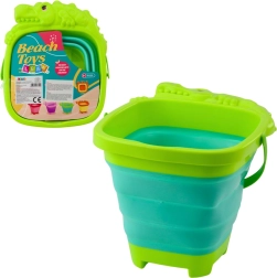 Πτυσσόμενος σιλικονούχος κουβάς κροκόδειλος – πράσινος για παραλία