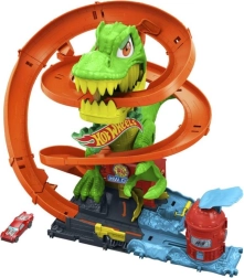 Hot Wheels City στριφτή πίστα Πυροσβεστικός σταθμός με T‑rex