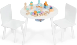 Παιδικό λευκό τραπεζάκι με δύο καρεκλάκια ECOTOYS με δίχτυ για παιχνίδια