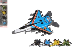 Σετ μαχητικών αεροσκαφών 4 τεμ. με μεταλλικό σώμα και μηχανισμό επαναφοράς, ποικιλία χρωμάτων, 10 cm