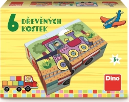 Ξύλινοι κύβοι εικόνων Dino Μεταφορικά μέσα, 6 κύβοι
