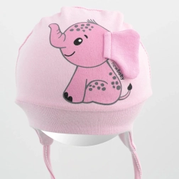 Βαμβακερό βρεφικό σκουφάκι New Baby Happy Elephant ροζ