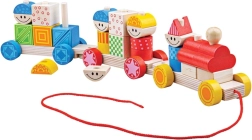 Bigjigs Baby ξύλινο τρενάκι έλξης με τουβλάκια προς τοποθέτηση