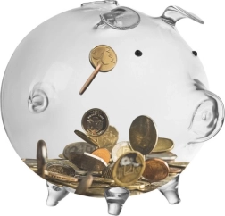 Διαφανής γυάλινος κουμπαράς σε σχήμα γουρουνάκι Ruhhy