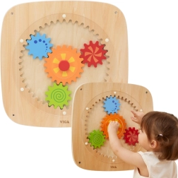 Viga ξύλινος επιτοίχιος πίνακας με πολύχρωμα γρανάζια