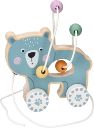 Ξύλινο παιχνίδι συρόμενο με λαβύρινθο από χάντρες - Αρκουδάκι