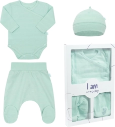 Σετ νεογέννητου 3 τεμαχίων NEW BABY I AM, μέντα, μέγεθος 62 (3–6 μηνών)