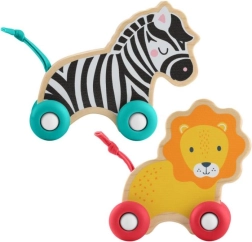 FISHER-PRICE ξύλινα ζωάκια με ροδάκια – σετ λιοντάρι και ζέβρα