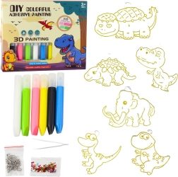 Δημιουργικό DIY σετ – βιτρό κρεμαστάρια δεινόσαυροι με 6 gel μαρκαδόρους