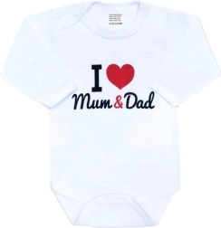 Βρεφικό κορμάκι New Baby i love mum and dad, μακρύ μανίκι, μέγεθος 68
