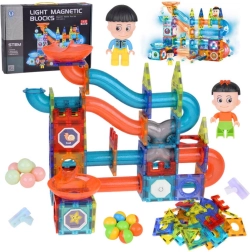 Μαγνητικά φωτεινά 3D τουβλάκια – μεγάλη πίστα με μπίλιες, 142 κομμάτια