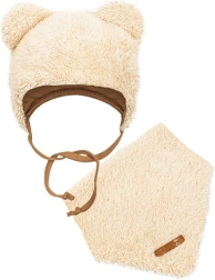 Χειμερινό βρεφικό σετ New Baby Teddy bear σκουφάκι και κασκόλ λαιμού μπεζ