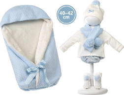 Llorens ρουχαλάκια για κούκλες New Born 40–42 cm, σετ 5 τεμαχίων με κουβέρτα γρήγορου τυλίγματος