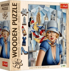 Ξύλινο διπλής όψης παζλ Trefl art: Catherine Abel – Καλοκαίρι στην πόλη, 200 κομμάτια