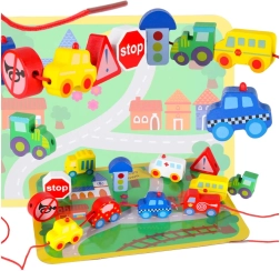 Ξύλινα περνάκια – οχήματα και πινακίδες κυκλοφορίας με επιφάνεια παιχνιδιού