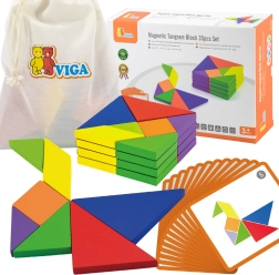 Ξύλινο tangram VIGA με κάρτες – εκπαιδευτικό παζλ από ξύλο FSC