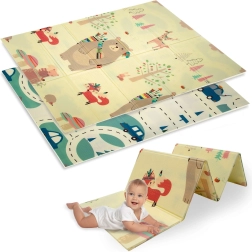 Διπλής στρώσης αναδιπλούμενο αφρώδες χαλάκι XPE 120 × 180 cm με μοτίβο ζωάκια και δρόμους HUMBI