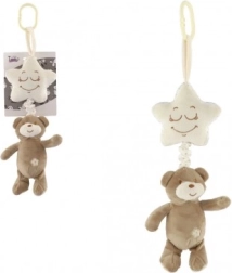 Λούτρινος αρκούδος με αστεράκι – κρεμαστό μουσικό κουτί για κούνια και καρότσι, 36 cm