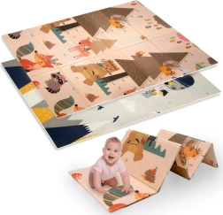 Διπλής στρώσης αναδιπλούμενο αφρώδες χαλάκι παιχνιδιού XPE 120 × 180 cm με μοτίβο ζωάκια και βουνά Humbi