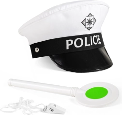 Σετ τροχονόμου με καπέλο, ράβδο σήμανσης και σφυρίχτρα