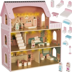 Ξύλινο κουκλόσπιτο με LED φωτισμό και έπιπλα KRUZZEL