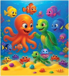 Ξύλινο παζλ χταπόδι και χελώνα WOODEN CITY, 20 κομμάτια