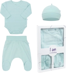 Σετ βρεφικό 3 τεμαχίων για το μαιευτήριο New Baby I AM μπλε, μέγεθος 62 (3–6 μηνών)