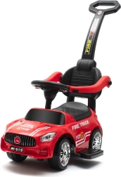 Παιδικό όχημα ώθησης με ράβδο καθοδήγησης BABY MIX Πυροσβέστες, κόκκινο