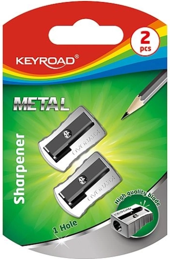 Ξύστρα KEYROAD μεταλλική, 2 τεμ., ασημί