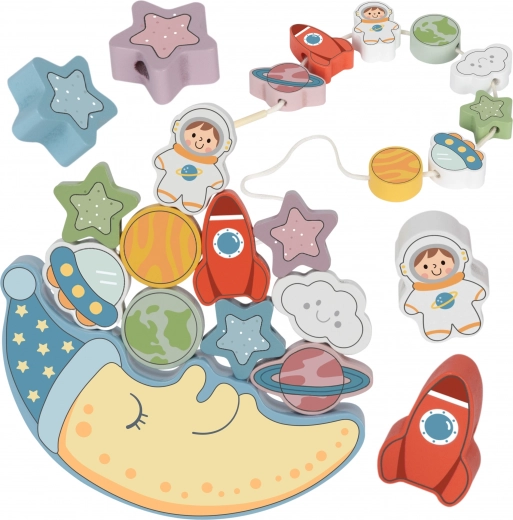 Tooky Toy Κοσμικό υπναγωγικό φεγγάρι Εξισορρόπηση ξύλινη κορδόνι Montessori διάστημα