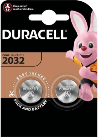 Λιθίου κουμπωτή μπαταρία CR2032 DURACELL, 2 τεμ.