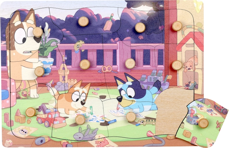 Ξύλινο παζλ με λαβές Bluey – 12 κομμάτια
