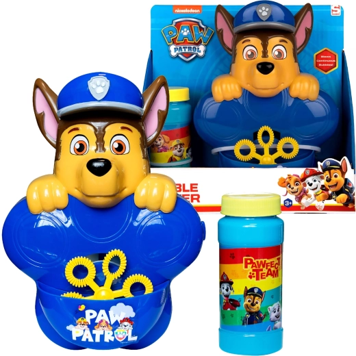 Συσκευή για σαπουνόφουσκες με υγρό PAW PATROL Chase, 100 ml