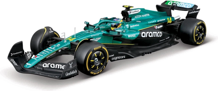 Bburago Aston Martin AMR25 2025 #14 Fernando Alonso – μοντέλο F1 1:24 σε ακρυλικό κουτί