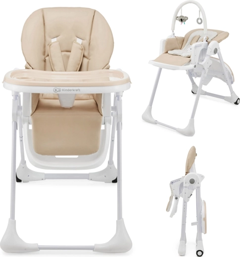Kinderkraft καρεκλάκι φαγητού και ριλάξ Tummie 2σε1 beige