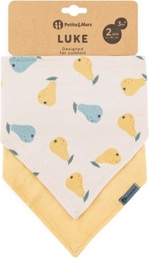 Petite&Mars μπαντάνα-σαλιάρες Luke, 2 τεμ. – Beige pears και intense ochre