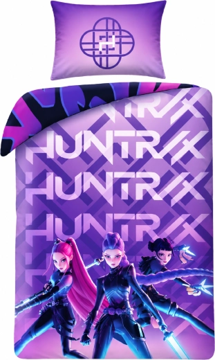 Διπλής όψης κλινοσκεπάσματα K-Pop Demon Hunters Huntrix και Saja Boys σε μωβ χρώμα