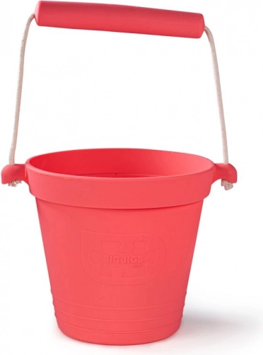Bigjigs Toys σιλικονούχος κουβαδάκι παραλίας σκούρο ροζ