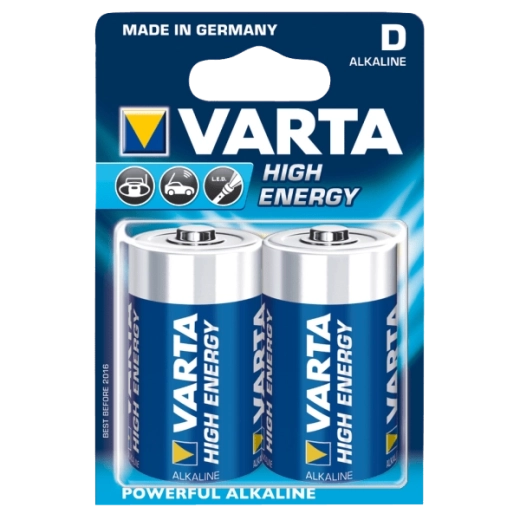 Αλκαλικές μπαταρίες D 1,5 V Varta High Energy, 2 τεμ.