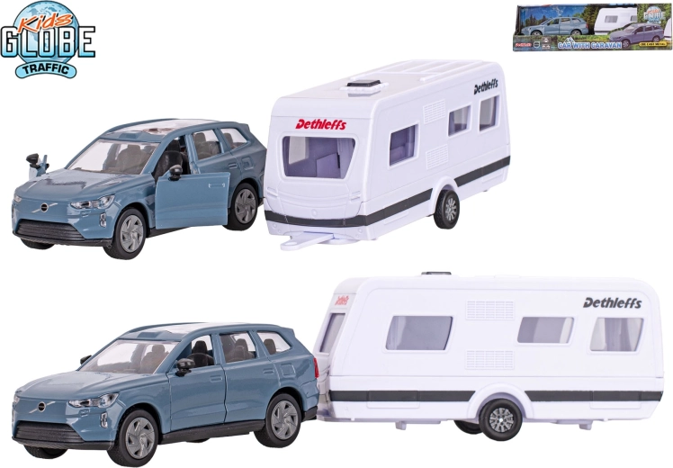 Kids Globe Traffic Volvo EX90 με τροχόσπιτο Dethleffs – μεταλλικό μοντέλο με μηχανισμό pull-back