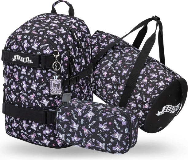 Σετ Baagl Skate Kuromi Black – σακίδιο, κασετίνα και πτυσσόμενη αθλητική τσάντα