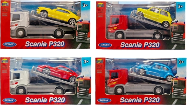 Welly φορτηγό ρυμούλκησης Scania 1:57 με σπορ αυτοκίνητο 1:43