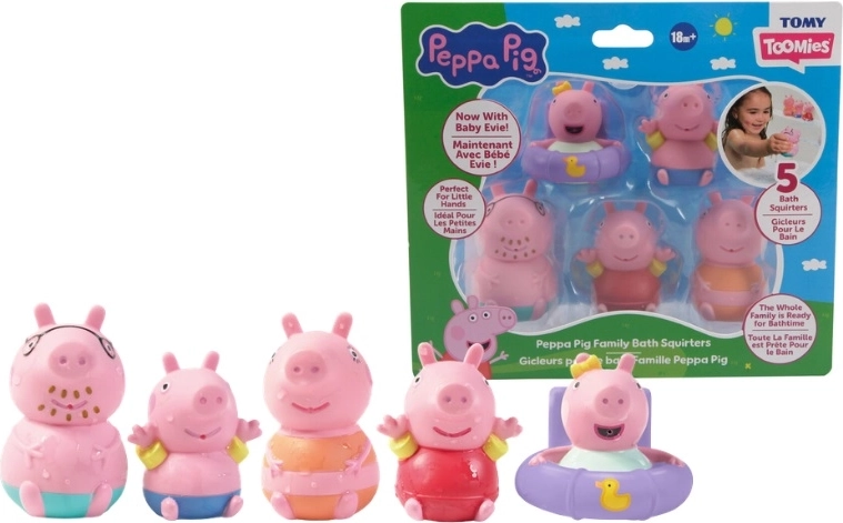 TOMY Peppa Pig ψεκαστικά παιχνίδια μπάνιου, 5 τεμ.